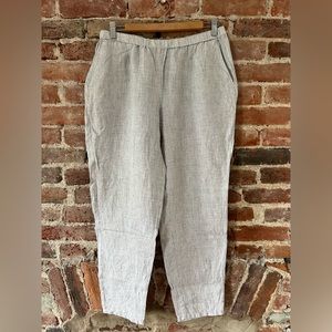 Eileen Fisher Organic Linen Elastic Waist Pants, size Medium.